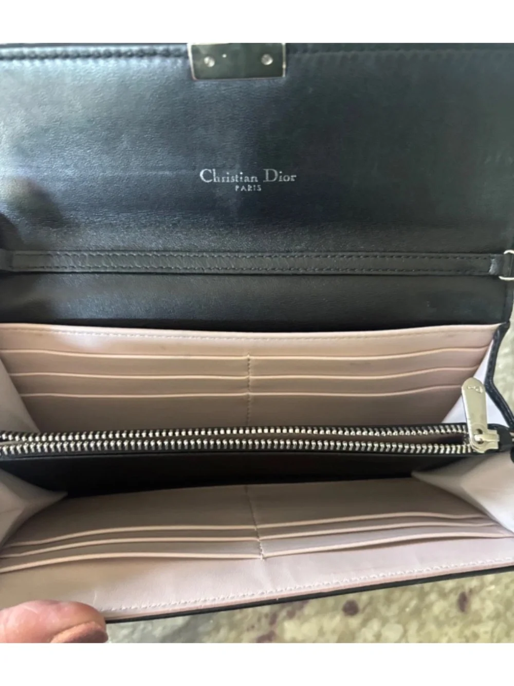 CHRISTIAN DIOR CANNAGE WALLET on Chain Lambskin AUTHENTIC